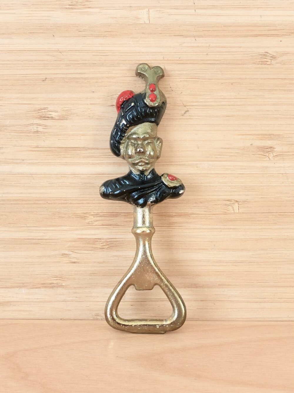 Vintage Brass Scottish Highlander Bottle Opener Figural Bar Tool Pub Decor